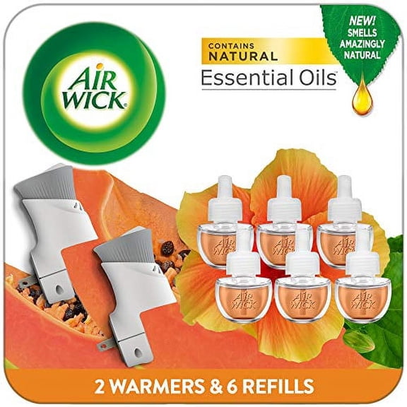 Air Wick Plug in Scented Oil Starter Kit, 2 Warmers   6 Refills, Hawaii