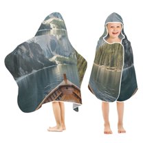 Yayeee Kids Hooded Towels Toddler Soft Absorbent Beach Bathing Wrap 50" x 23.5", Wooden Boat
