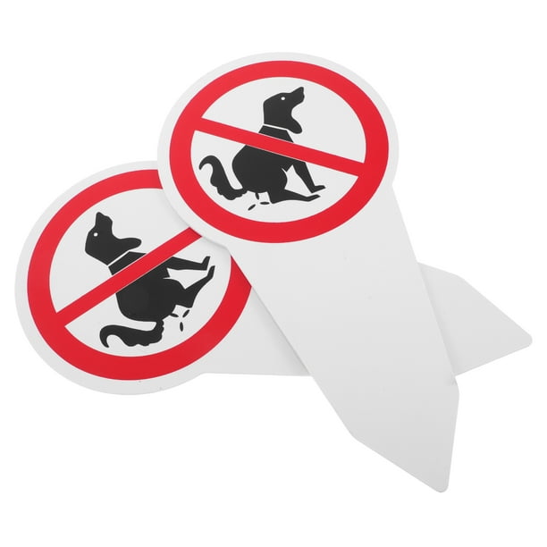 2 letreros con estaca que prohíben que los perros hagan sus necesidades. Advertencia: No permita que los perros orinen en el césped.