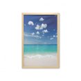 thumbnail image 1 of Tropical Wall Art with Frame, Summer Beach with Exquisite Sky Relax Holiday Away Serene Coast Scenery, Printed Fabric Poster for Bathroom Living Room, 23" x 35", Blue Turquoise White, by Ambesonne, 1 of 2