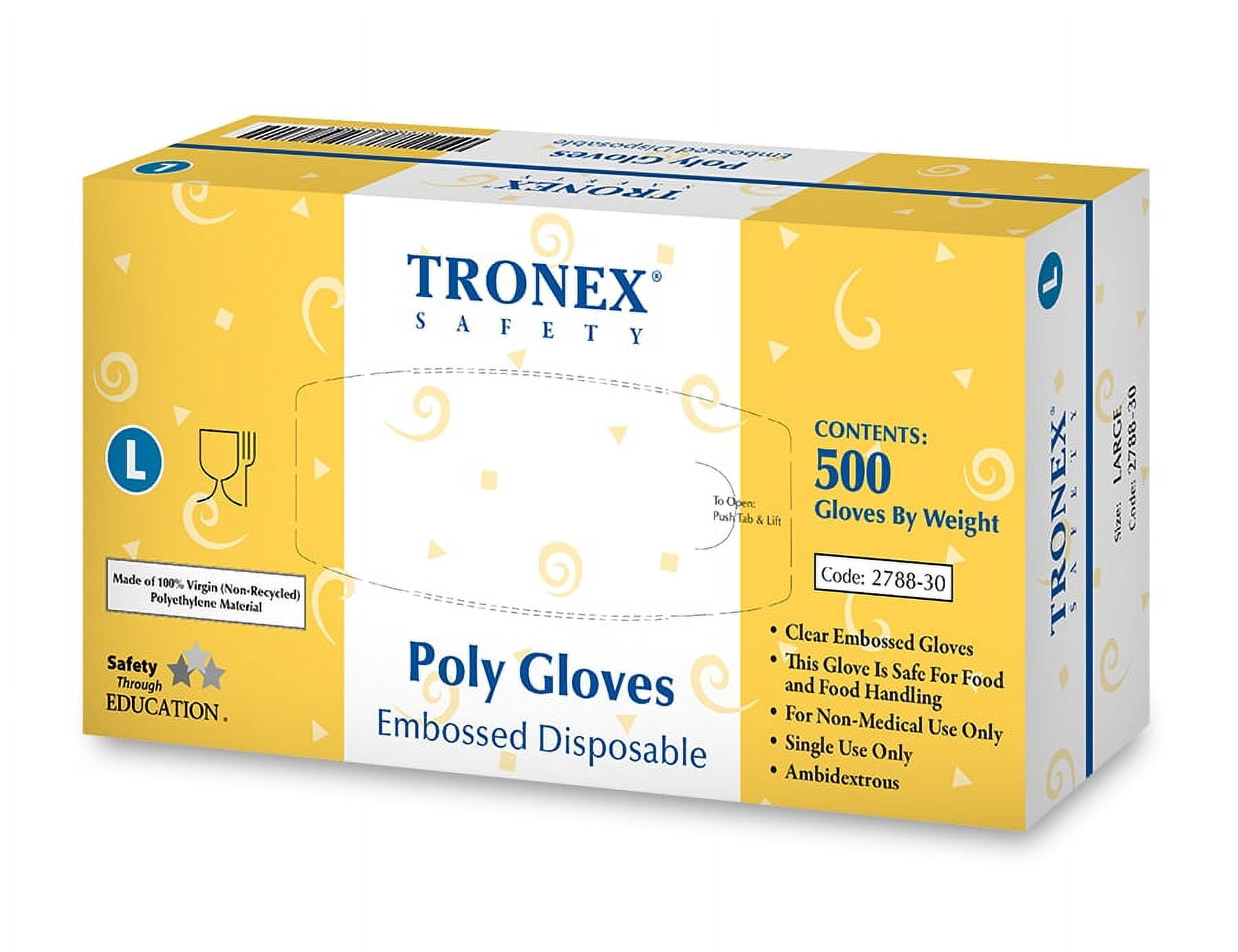 Tronex Latex Polyethylene Ambidextrous Disposable Food Prep Gloves, Powder-Free, Clear, Large, 2000 Count