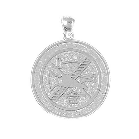 18K White Gold Fire Department Pendant - 31 mm