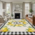 thumbnail image 2 of Summer Lemon 8x10 Area Rugs, Farmhouse Black Check Plaid Vintage Non-Skid Rubber Backing Large Rectangle Rugs - Living Room Bedroom Home Office, Indoor Floor Mat Carpets Washable Rug, 2 of 9