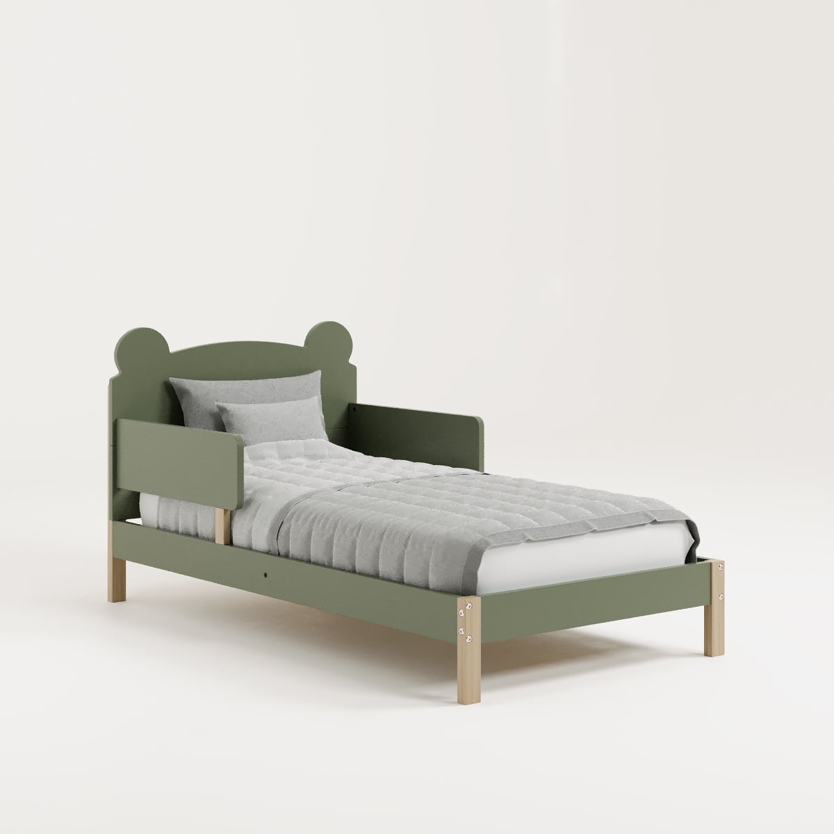 Storkcraft Teddy Bear Toddler Bed, Olive with Driftwood