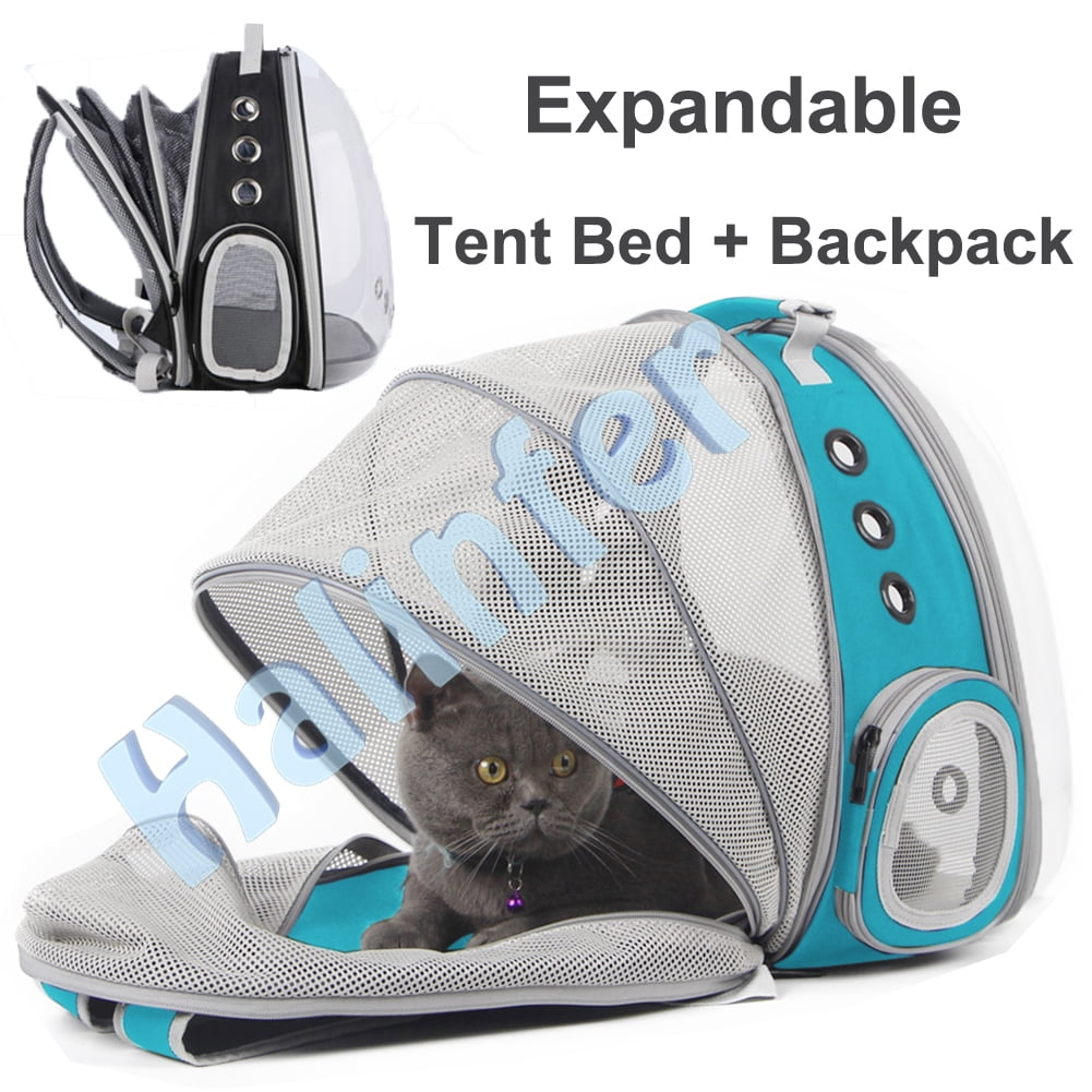 Halinfer Back Expandable Cat Backpack Carrier, Fit up to 12 lbs, Space Capsule Bubble Window Pet Carrier Backpack for Cat and Small Puppy