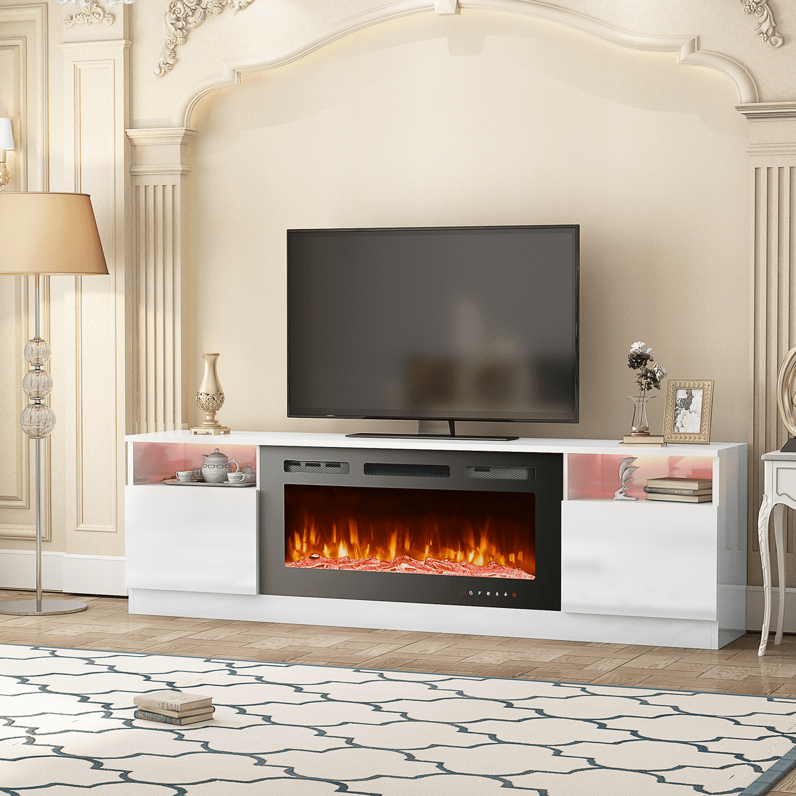 70'' Fireplace TV Stand with 36'' Electric Fireplace