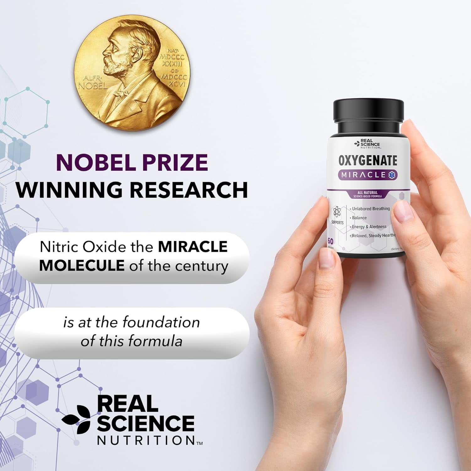 Real Science Nutrition Oxygenate Miracle - 60 Caps for Lung Support