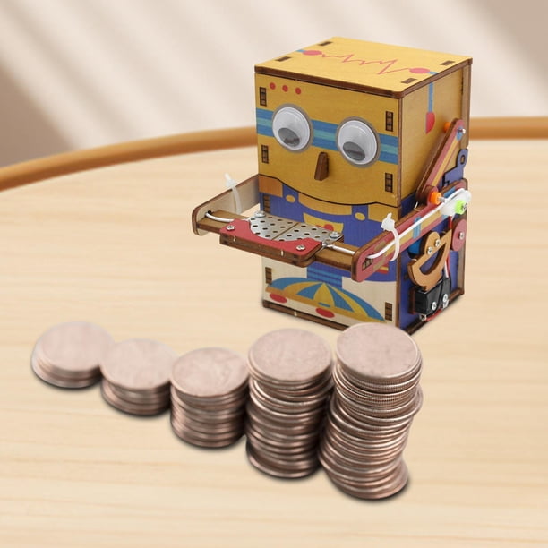 Proyecto de ciencia de la madera CUTICAT modelo juego de rompecabezas 3D robot de construcción hucha