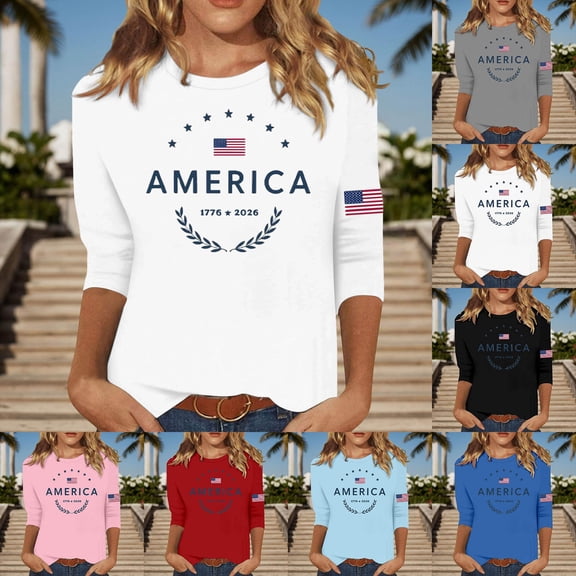 Usa 250Th Anniversary Shirt Women Women's Graphic Split Sleeve Tee Independence Day Round Neck Casual Womens Tshirts Black L