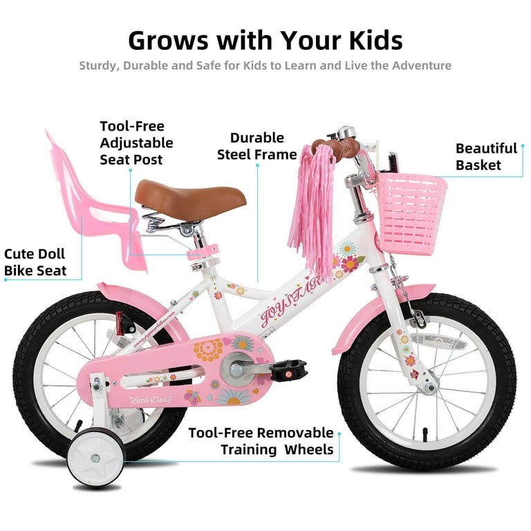 JOYSTAR 14 Inch Kids Bike for 3 4 5 Years Girls with Training Wheels Princess Kids Bicycle White Walmart