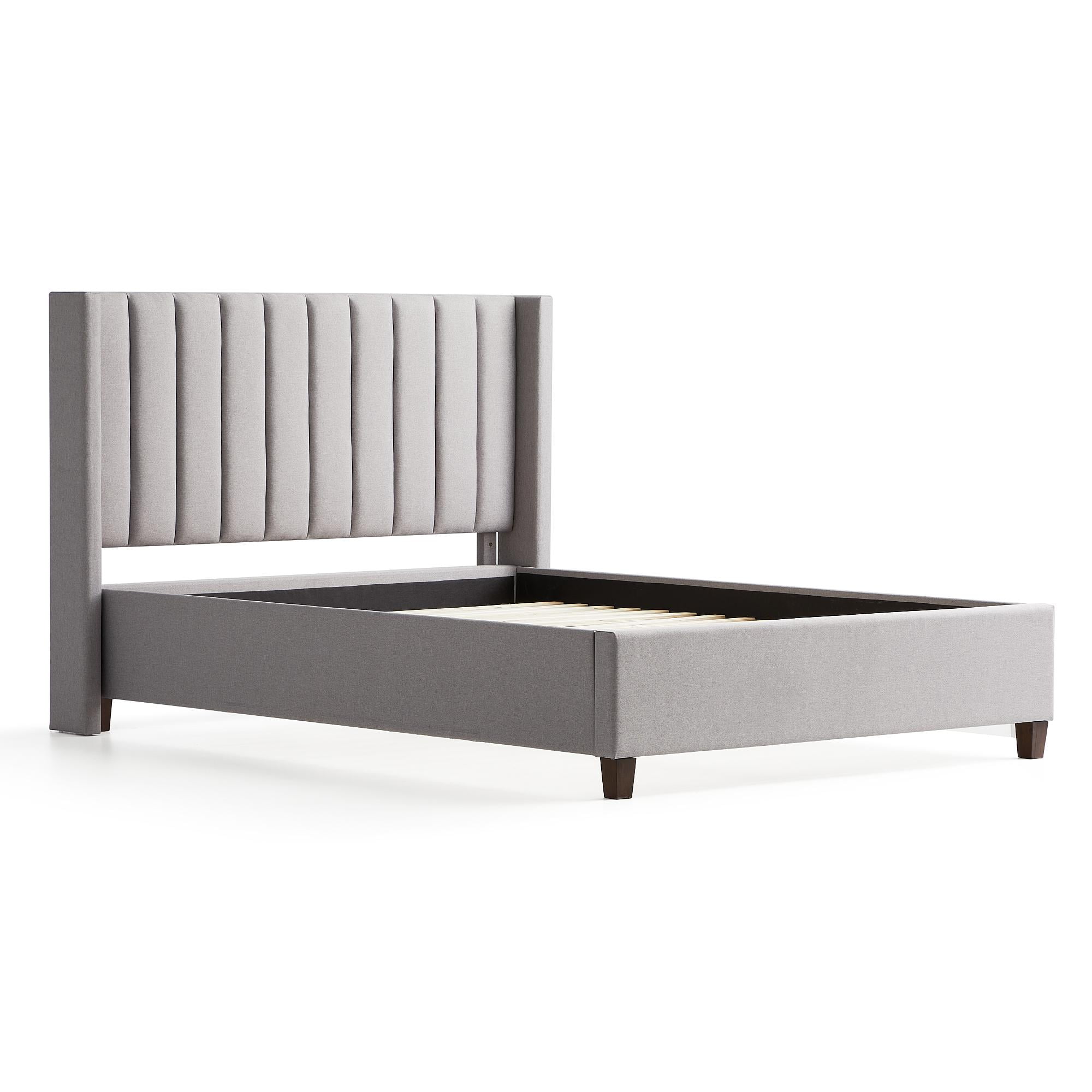 Rest Haven Odessa Tufted Upholstered Wingback Platform Bed, King, Gray