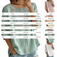 thumbnail image 4 of Women's Embroidered Blouses Summer Round Neck Embroidered Top 3/4 Sleeve Casual Boho Loose Lightweight Daily Shirts by Yigetop Pink 3XL, 4 of 7