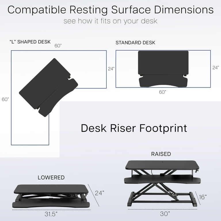 VIVO Black Height Adjustable Standing Desk Monitor Riser 32