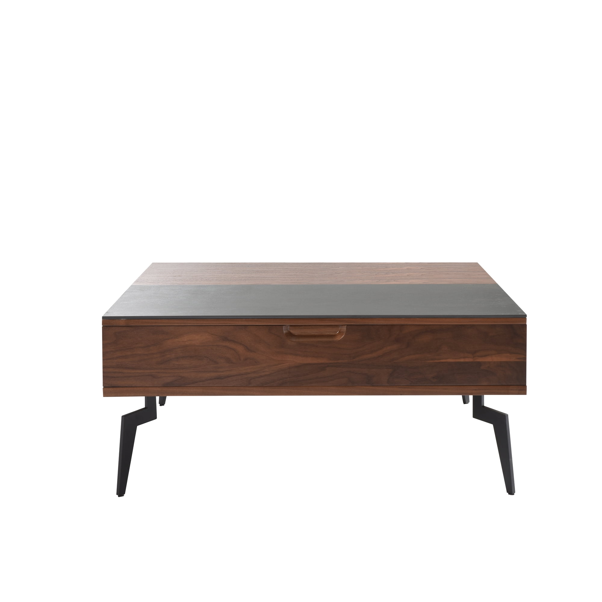 Zola Transitional Square Lift-Top Coffee Table in Walnut Finish with Sintered Stone Panel