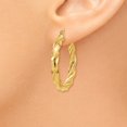 thumbnail image 3 of Real 14kt Yellow Gold Light Twisted Hoop Earrings; for Adults and Teens; for Women and Men, 3 of 4