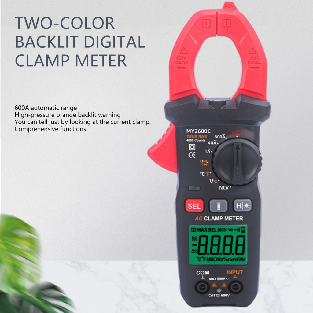 Digital Clamp Meter 0-600V 600A Current True RMS Ammeter Pliers Multimeter