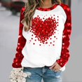 thumbnail image 2 of VALMASS Chandails en Molleton à Col Rond pour Femmes de la Saint-Valentin Manches Raglan Hauts Décontractés Mode Imprimé Cœur Blouses (TG, C Rouge), 2 of 4