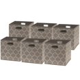 thumbnail image 1 of Simple Houseware Lot de 6 Bacs de Rangement en Tissu Imprimé avec Poignée Beige, 1 of 5