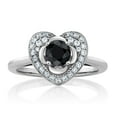 thumbnail image 2 of Gem Stone King 0.96 Ct Round Black Sapphire 925 Sterling Silver Ring (Size 5), 2 of 3