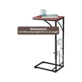 thumbnail image 3 of ETNA Products Adjustable Height Sofa Side End Table - Brown Wood Top, Black Metal Scroll Design - C-Shaped TV Tray Slides Up to Couch, Chair, Recliner, 3 of 5