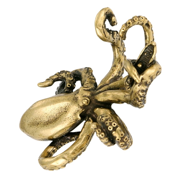 YOSADIER Golden Brass Octopus Figurine Decorative Sea Animal Ornament for Home