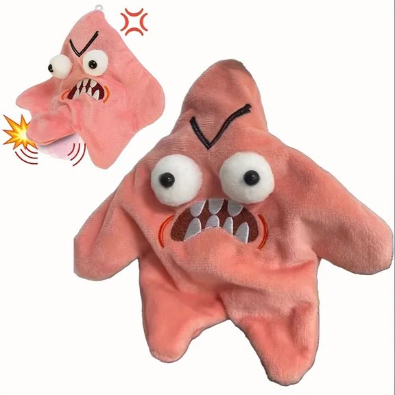 Grumpy Starfish Plush Keychain Pink Kicking Starfish Plush Pendant Funny Backpack Charm Cute Starfish Doll Schoolbag Ornament Soft Plush Keychain Gift for Kids Teens Friends