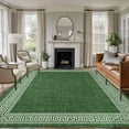 thumbnail image 2 of Area Rug 60×96in, Green White Geometric Texture Floor Carpet Living Room Rug, Farmhouse Ethnic Linen Style Non-Slip Welcome Mat Indoor Rugs for Bedroom Dining Room, 2 of 9