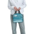 thumbnail image 6 of Honeii Teal Turquoise Fluid Stripes Print Lunch Bag Women, Lunch Box Lunch Bag for Women Adult Men, Small Leakproof Cute Lunch Tote Large Capacity Reusable, 6 of 8