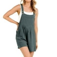 thumbnail image 1 of GDREDA Women's Short Overalls Summer Casual Adjustable Strap Loose Linen Short Bib Overalls Jumpsuit Rompers Turtle Neck Long Sleeves, 1 of 7
