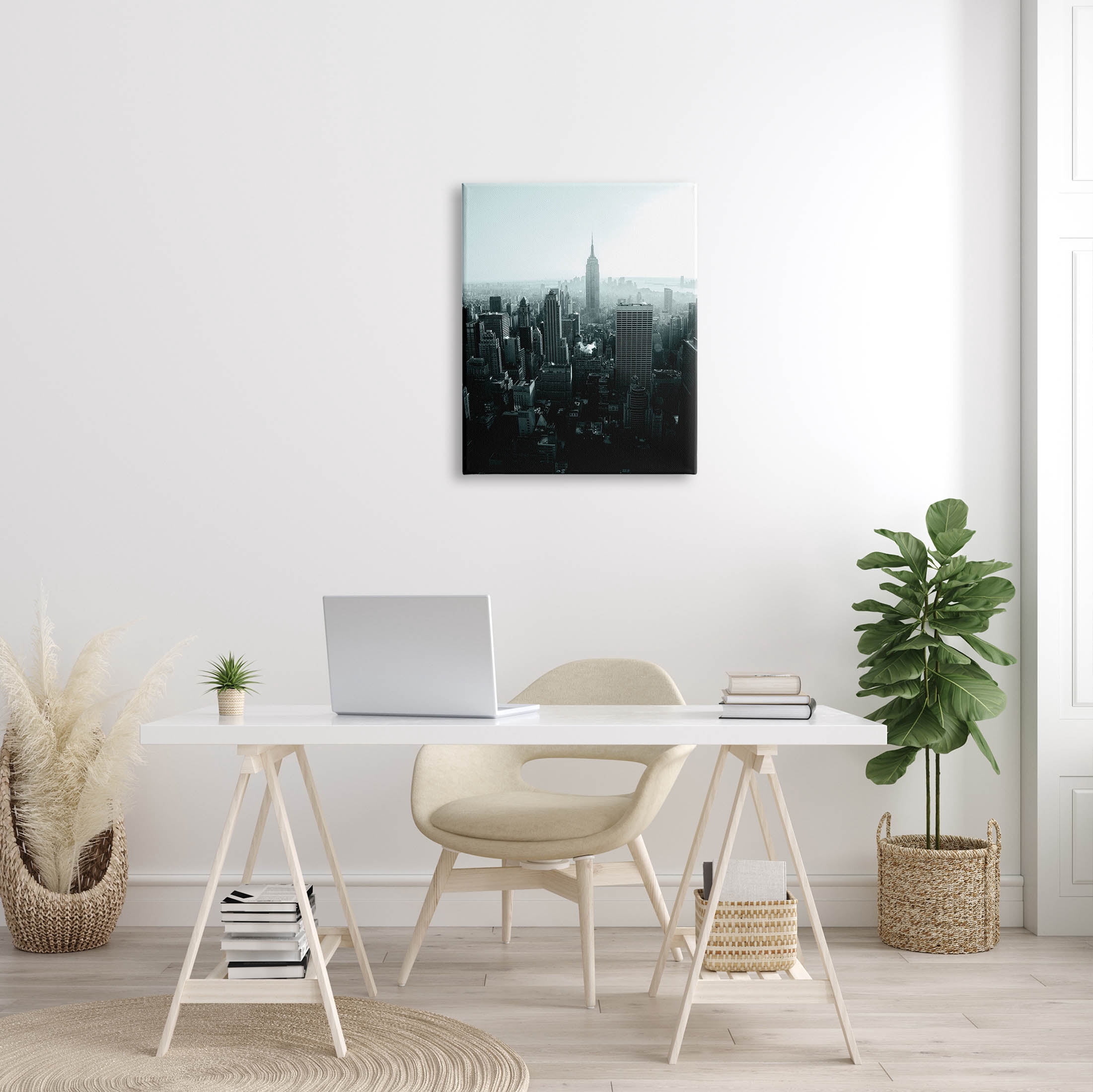 Stupell Industries Aerial City View Urban Skyscraper Photograph Gallery Wrapped Canvas Print Wall Art, Design by Aledanda