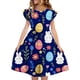 thumbnail image 1 of Vestido de Verano de Manga Corta Impresión de Niños Manga Plisada de Doble Capa para 5-14 Años de Edad, Estiramiento Suave Cómodo para las Vacaciones Escolares, 1 of 7
