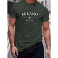 thumbnail image 6 of Men's Summer 100% Cotton Fashion MILANO Letter Printed Loose Large Casual Comfortable Round Neck Short Sleeve T-shirt Top, 6 of 10