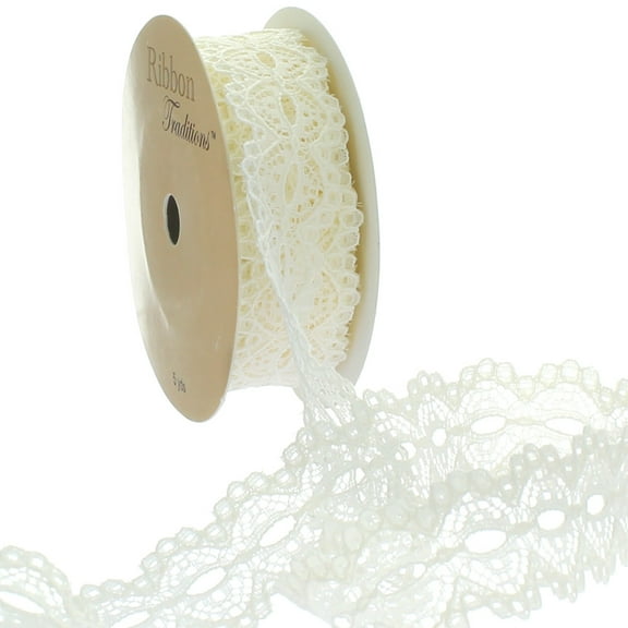 7/8" Ribbon Hole Lace Trim Ivory 25 yards
