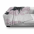 thumbnail image 3 of Whale Soft Flannel Fleece Throw Blanket, Big Black Whale with Striped Dreamy Clouds with a Motto Work of Art, Cozy Plush for Indoor and Outdoor Use, 70" x 90", Pink Black and White, by Ambesonne, 3 of 6