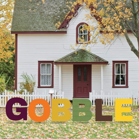 Outdoor Lawn Decorations: Gobble Thanksgiving Yard Letters with Short Stakes