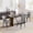 Grey, variant on Modern Dining Chairs Set of 6, PU Leather Upholstered Kitchen Side Chairs with High Backrest, Heavy Duty, Cushions & Durable Metal Legs with Adjustable Feet for Kitchen, Dining Room,Restaurant,Black