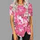 thumbnail image 2 of Blusas de Manga Corta para las Mujeres Botón Impreso Cuello Redondo Top Casual, Blusas para las Mujeres Casual, 2 of 5