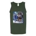 thumbnail image 2 of Wolves and the Moon in the Winter Night | Mens Animal Lover Graphic Tank Top, Forest Green, X-Large, 2 of 3