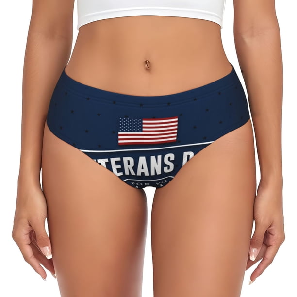 Fotbe Happy Veterans Day Calzones Estampados para Mujer – Ropa Interior de Algodón, Cómoda, Suave y Elástica-4X-Large