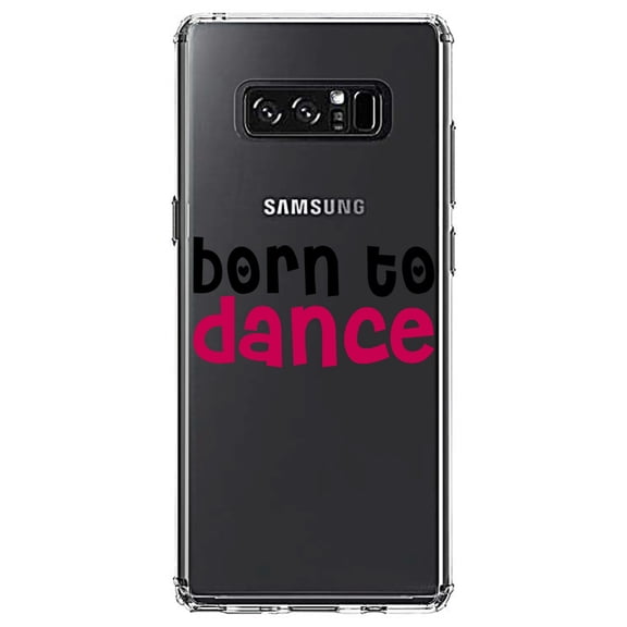 DistinctInk Clear Shockproof Hybrid Case for Samsung Galaxy Note 8 - TPU Bumper Acrylic Back Tempered Glass Screen Protector - Born to Dance