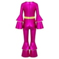 thumbnail image 4 of SiiRoh Girls 70s 80s Disco Hippie Outfit Metallic Bell-Bottom Jumpsuit Singer Dance Party Dress Up Hot Pink 6, 4 of 6