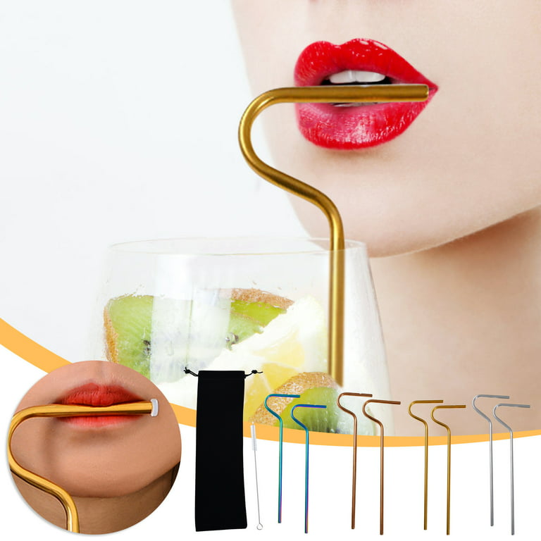 Anti Wrinkle Straw, Reusable Glass Drinking Anti Wrinkle Straw, Engaging  Lips Horizontally, Avoid Rubbing Off Lipstick