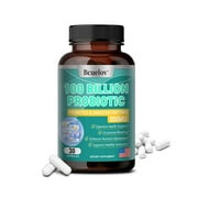 Bcuelov Organic Probiotics 100 Billion, Dr. Formulated Probiotics for Women, Men and Adults, Full Shelf Life Probiotic Supplement Capsules with Prebiotics and Digestive Enzymes