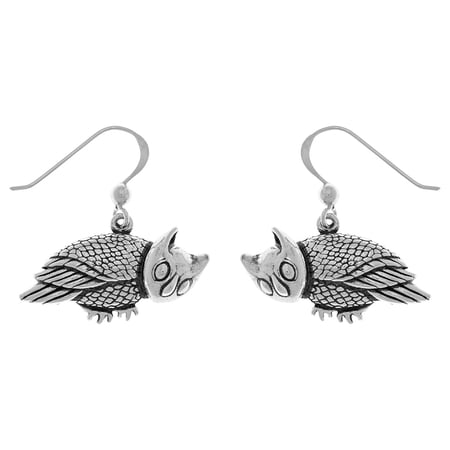 Jewelry Trends Sterling Silver Horned Barn Owl Dangle Earrings