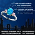 thumbnail image 2 of Gem Stone King 10K Two Tone Gold Simulated Blue Opal and Pink Lab Grown Diamond Engagement Ring for Women | 1.06 Cttw | Oval Cabochon 9X7MM | Gemstone October Birthstone | Size 6, 2 of 6