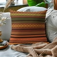 thumbnail image 3 of Brown Green Red Pillow Covers 18x18 Inch Set of 2 Bohemian Multicolor Stripes Decorative Throw Pillows Retro Southwest Geometric Boho Mexican Pillow Cases Home Decor for Sofa Couch Outdoor, 3 of 6