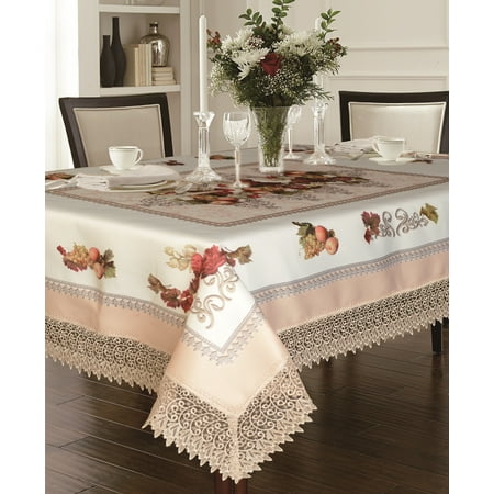 Decorative Printed Fruttela Tablecloth With Lace Trimming
