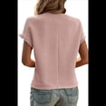 thumbnail image 2 of Tops de Verano para Mujer, Moda Informal, Color Sólido, Cuello Redondo, Encaje, Corta, Blusas Clásicas de Calle, Rosa, Talla M, 2 of 7
