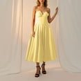 thumbnail image 3 of Efsteb Cocktail Dresses for Women Strapless Corset Dress Solid Color Tube Maxi Dresses Evening Party Wedding Guest Dress (Yellow,S), 3 of 8