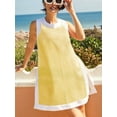thumbnail image 6 of Women'S 2 Piece Sets Casual Color Block Crewneck Sleeveless Pullover Tops Matching Shorts with Pockets Yellow XXL, 6 of 8